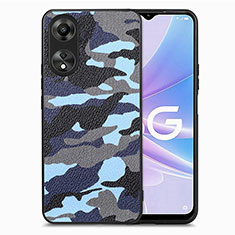 Funda Silicona Goma de Cuero Carcasa S01D para Oppo A78 5G Azul