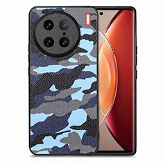 Funda Silicona Goma de Cuero Carcasa S01D para Vivo X90 Pro 5G Azul