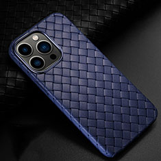 Funda Silicona Goma de Cuero Carcasa S02 para Apple iPhone 13 Pro Azul