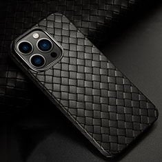 Funda Silicona Goma de Cuero Carcasa S02 para Apple iPhone 14 Pro Max Negro