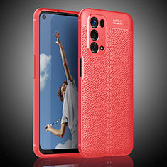 Funda Silicona Goma de Cuero Carcasa S02 para Oppo A74 5G Rojo