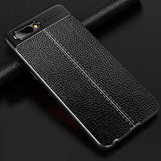 Funda Silicona Goma de Cuero Carcasa S02 para Oppo AX5 Negro