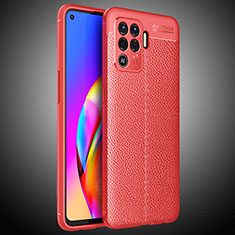 Funda Silicona Goma de Cuero Carcasa S02 para Oppo Reno5 F Rojo