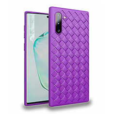 Funda Silicona Goma de Cuero Carcasa S02 para Samsung Galaxy Note 10 Morado