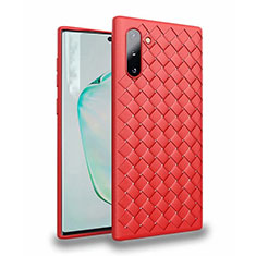 Funda Silicona Goma de Cuero Carcasa S02 para Samsung Galaxy Note 10 Rojo