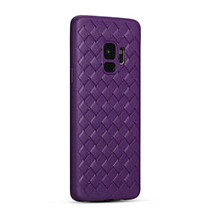 Funda Silicona Goma de Cuero Carcasa S02 para Samsung Galaxy S9 Morado