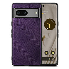 Funda Silicona Goma de Cuero Carcasa S02D para Google Pixel 7a 5G Morado