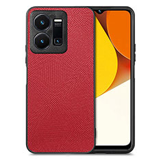 Funda Silicona Goma de Cuero Carcasa S02D para Vivo Y35 4G Rojo