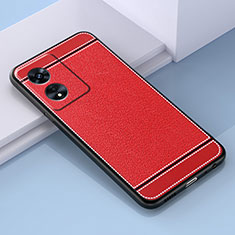 Funda Silicona Goma de Cuero Carcasa S03 para Oppo A1x 5G Rojo