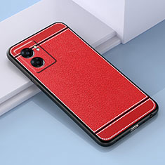 Funda Silicona Goma de Cuero Carcasa S03 para Oppo A77 5G Rojo