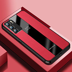 Funda Silicona Goma de Cuero Carcasa S03 para Oppo Reno6 5G Rojo