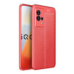 Funda Silicona Goma de Cuero Carcasa S03 para Vivo iQOO 8 5G Rojo