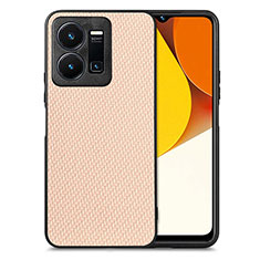 Funda Silicona Goma de Cuero Carcasa S03D para Vivo Y35 4G Oro