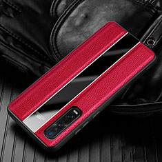 Funda Silicona Goma de Cuero Carcasa S04 para Oppo Find X2 Pro Rojo