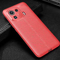 Funda Silicona Goma de Cuero Carcasa S06 para Xiaomi Mi 11 Pro 5G Rojo