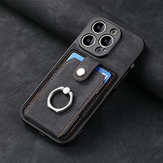 Funda Silicona Goma de Cuero Carcasa SD11 para Apple iPhone 14 Pro Max Negro