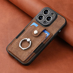 Funda Silicona Goma de Cuero Carcasa SD11 para Apple iPhone 15 Pro Max Marron