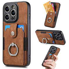 Funda Silicona Goma de Cuero Carcasa SD12 para Apple iPhone 14 Pro Max Marron