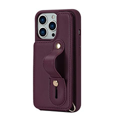 Funda Silicona Goma de Cuero Carcasa SD14 para Apple iPhone 13 Pro Max Rojo Rosa