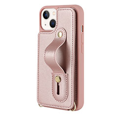 Funda Silicona Goma de Cuero Carcasa SD14 para Apple iPhone 15 Oro Rosa