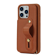 Funda Silicona Goma de Cuero Carcasa SD14 para Apple iPhone 15 Pro Marron