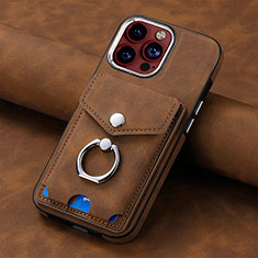 Funda Silicona Goma de Cuero Carcasa SD15 para Apple iPhone 14 Pro Max Marron