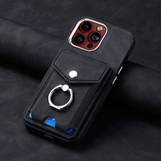 Funda Silicona Goma de Cuero Carcasa SD15 para Apple iPhone 15 Pro Max Negro