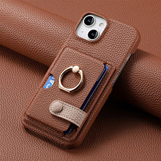 Funda Silicona Goma de Cuero Carcasa SD17 para Apple iPhone 15 Marron