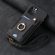 Funda Silicona Goma de Cuero Carcasa SD2 para Apple iPhone 13 Pro Max Negro