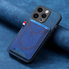 Funda Silicona Goma de Cuero Carcasa SD3 para Apple iPhone 15 Pro Azul