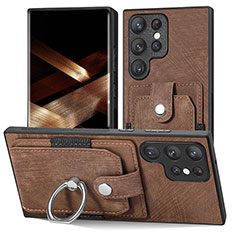 Funda Silicona Goma de Cuero Carcasa SD3 para Samsung Galaxy S25 Ultra 5G Marron