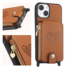 Funda Silicona Goma de Cuero Carcasa SD4 para Apple iPhone 14 Marron