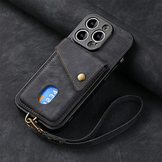 Funda Silicona Goma de Cuero Carcasa SD4 para Apple iPhone 14 Pro Negro