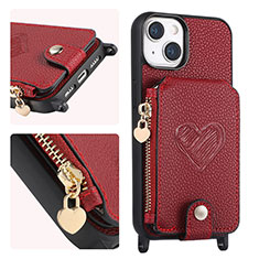 Funda Silicona Goma de Cuero Carcasa SD4 para Apple iPhone 15 Plus Rojo