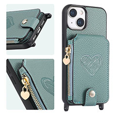 Funda Silicona Goma de Cuero Carcasa SD4 para Apple iPhone 15 Plus Verde