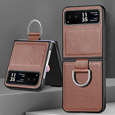 Funda Silicona Goma de Cuero Carcasa SD4 para Motorola Moto Razr 40 5G Marron