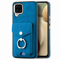 Funda Silicona Goma de Cuero Carcasa SD4 para Samsung Galaxy A12 5G Azul