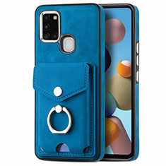 Funda Silicona Goma de Cuero Carcasa SD4 para Samsung Galaxy A21s Azul