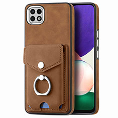 Funda Silicona Goma de Cuero Carcasa SD4 para Samsung Galaxy A22 5G Marron