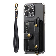 Funda Silicona Goma de Cuero Carcasa SD6 para Apple iPhone 15 Pro Negro