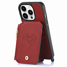 Funda Silicona Goma de Cuero Carcasa SD7 para Apple iPhone 13 Pro Max Rojo