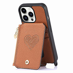 Funda Silicona Goma de Cuero Carcasa SD7 para Apple iPhone 14 Pro Marron