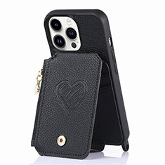 Funda Silicona Goma de Cuero Carcasa SD7 para Apple iPhone 14 Pro Max Negro