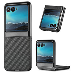 Funda Silicona Goma de Cuero Carcasa SD7 para Motorola Moto Razr 40 Ultra 5G Negro