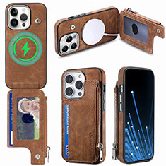 Funda Silicona Goma de Cuero Carcasa SD9 para Apple iPhone 13 Pro Max Marron