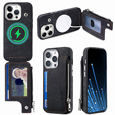 Funda Silicona Goma de Cuero Carcasa SD9 para Apple iPhone 15 Pro Max Negro