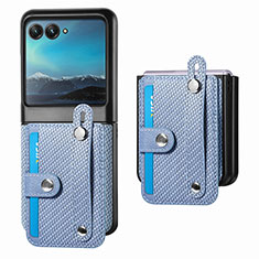 Funda Silicona Goma de Cuero Carcasa SD9 para Motorola Moto Razr 40 Ultra 5G Azul