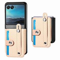 Funda Silicona Goma de Cuero Carcasa SD9 para Motorola Moto Razr 40 Ultra 5G Oro