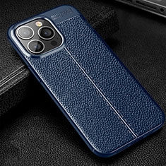 Funda Silicona Goma de Cuero Carcasa Z01 para Apple iPhone 13 Pro Azul