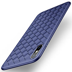 Funda Silicona Goma de Cuero para Apple iPhone X Azul